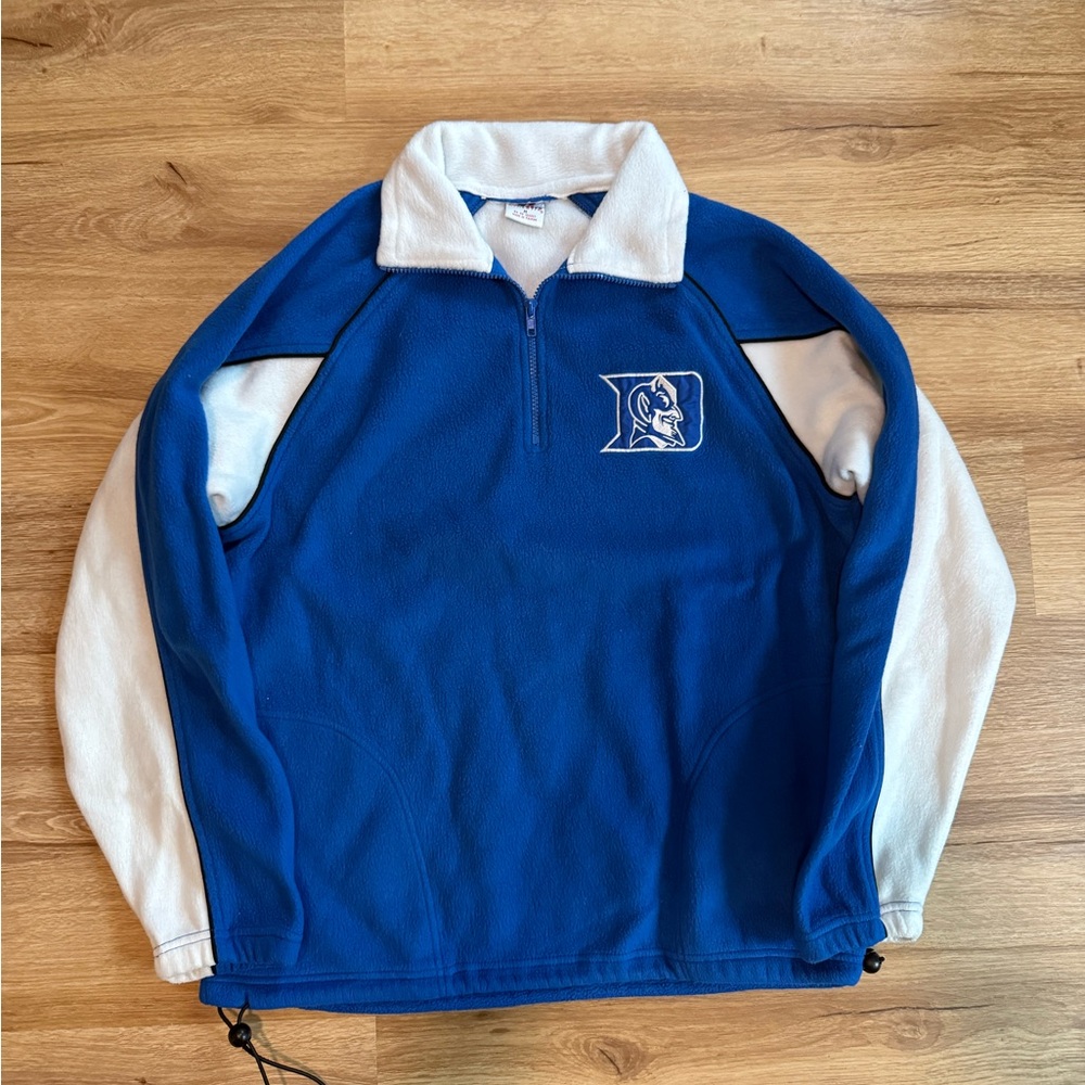 Vintage Duke Blue Devils Russell Blue and White Quarter-Zip Pullover
